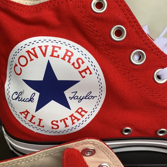 CONVERSE CTAS HI ENAMEL RED/WHITE/BLACK MENS - Picture 4 of 15